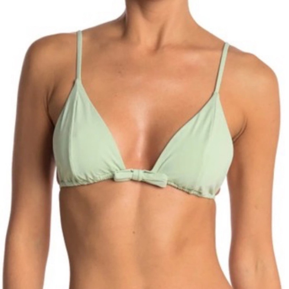 NWT WeWoreWhat Cooper Bikini Triangle Top Aqua Foam‎ Size Large New Tags